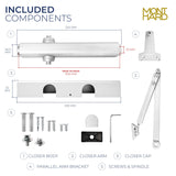 DC400 - Grade 1 Heavy Duty Surface Mount Door Closer, Adjustable Spring Size 1-6