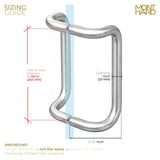 Sizing guide for 10" Solid Aluminum offset handle back to back in aluminum finish