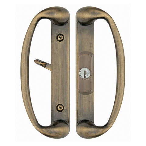 Keynetic Imperial door handle | 1.44" / Antique Brass | glass sliding door handle with lock