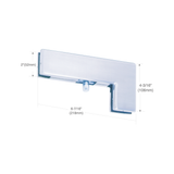 Patch Fitting Hardware for tempered glass assemblies. Sidelite Mounted Transom Patch Fitting Hardware with Insert.  It work with patch hardware, patch lock, patch door closer, floor closer and floor spring. Included: Sidelite mounted transom patch housing Cover plate Dark gray asbestos-free gasket Transom patch top pivot insert.