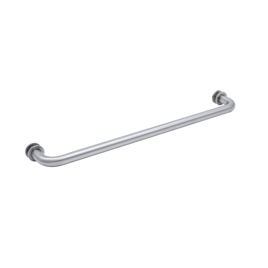 18" / Brushed Nickel | Shower Door Towel Bar with Washer-Tubular | 24 inch shower door towel bar