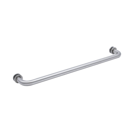 18" / Brushed Nickel | Shower Door Towel Bar with Washer-Tubular | 24 inch shower door towel bar