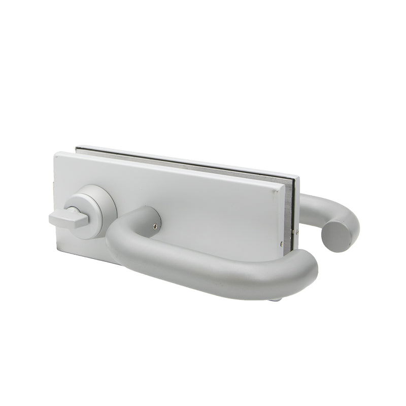 Glass Mounted Latch with Lock, Thumbturn and Tubular Lever Handles