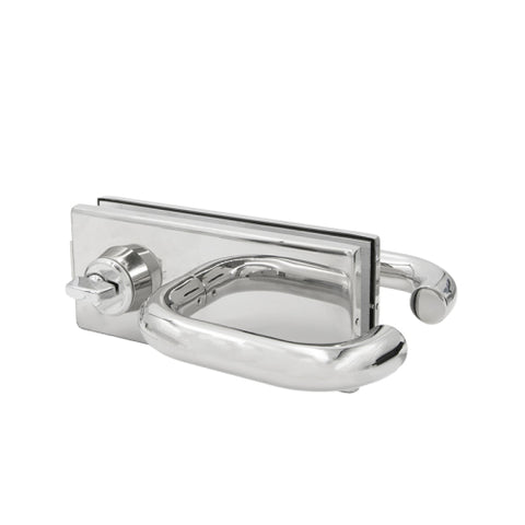 Glass Mounted Latch with Lock, Thumbturn and Tubular Lever Handles